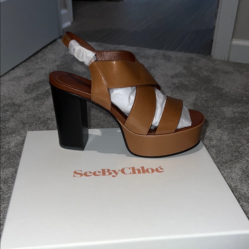 See By Chloe Women's Tan Platform Sandals